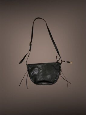 Women's Lucky Brand Black Leather Cross Body Bag, Gold Hardware, Medium Size